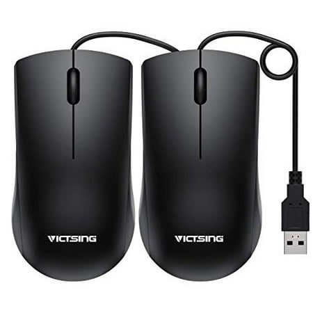 VicTsing Computer Mouse 2 Pack, 2019 Upgraded USB Mouse Optical Wired Mouse with 25% Higher Effeciency for Office Work, Compatible with Computer Laptop, PC, Desktop, Windows 7/8/10/XP, Vista and