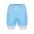 thumbnail image 1 of JanJean Shorts de Sport pour Garçons Séchage Rapide 2-en-1 Course Basketball Performance Shorts en Maille Bleu TTP, 1 of 7