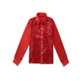 thumbnail image 3 of TiaoBug Kids Boys Girls Shiny Sequined Hip-hop Jazz Shirt Vest Jacket Choir Performance Dancewear Red 4-5, 3 of 7