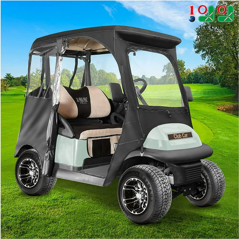  10L0L Golf Cart Enclosure 4 Passenger 600D for Club Car DS,  with Security Side Mirror Openings and Taillight Visible, Waterproof  Windproof Portable Transparent Golf Cart Rain Cover : Sports & Outdoors