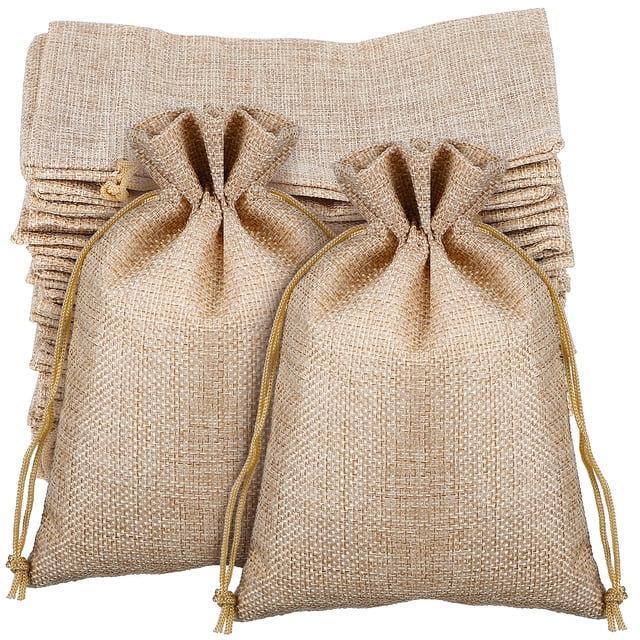 50 piezas de bolsas Hessian con bolsas de arpillera reutilizables con bolsas de regalo con cordón
