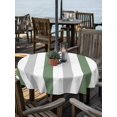 thumbnail image 6 of Outdoor Tablecloth with Umbrella Hole, Geometric Grey Spillproof Waterproof Outdoor Table Cover, Sage Green White Striped Minimalist Patio Tablecloths for Party/Garden/Picnic, Round 60 inch, 6 of 9