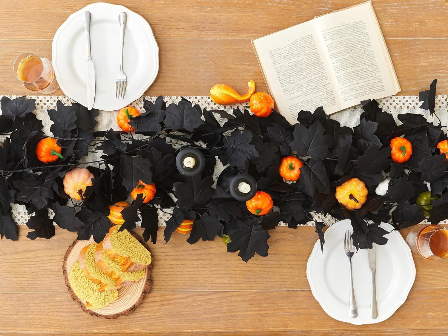 6.5 FT Fall Garland with 26 Leaves per Strand for Halloween Thanksgiving Decor