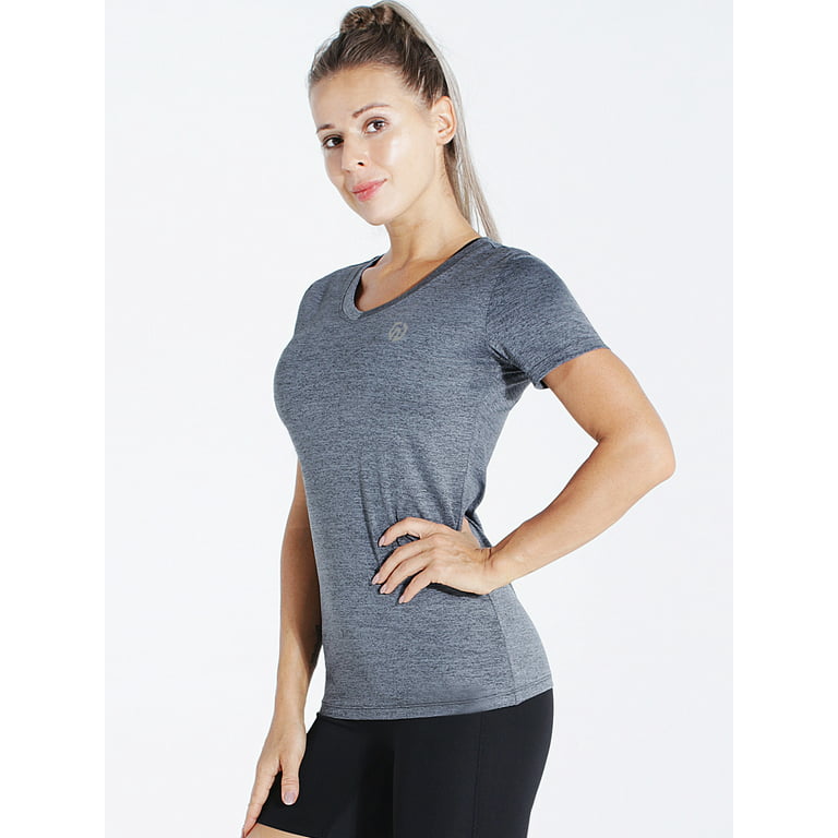 NELEUS Women's 3 Pack V Neck Workout Compression Shirt,8016,Black