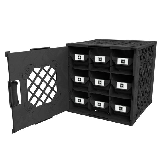 UbeCube Grabinet™ 3x3 Stackable Storage Containers with Nine Polypropylene Bins, Small