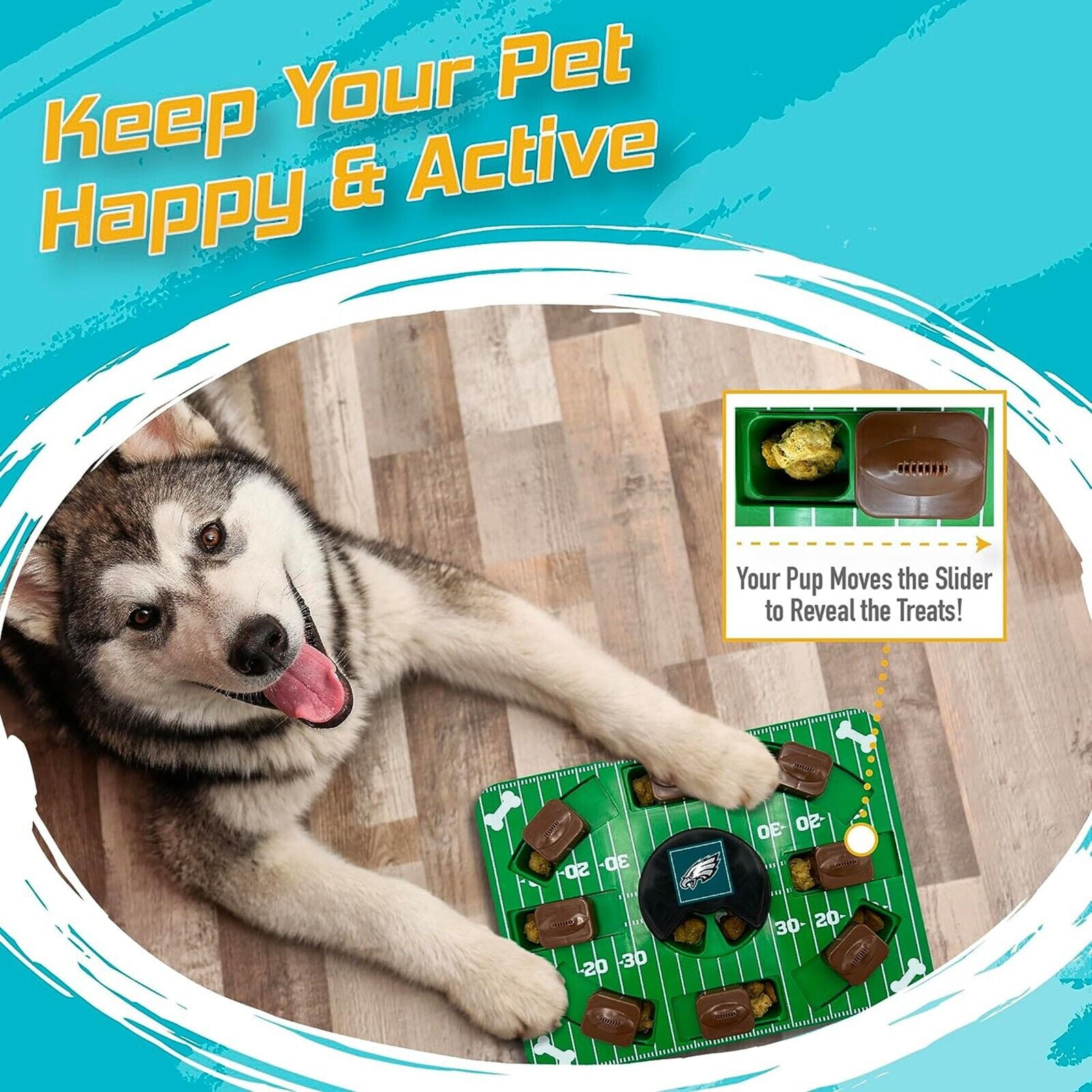 Pets First NFL Philadelphia Eagles Pets Puzzle Toy, Puzzle Treat Dog Toy, Interactive Dog Treat Toy