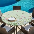 thumbnail image 6 of Flower Green Round Tablecloth, Fitted Table Cover with Elastic for 45"-54" Round Tables, Blue Pink Daisy Wildflower Floral Botanical Table Cloth Outdoor Indoor Dinning Party Waterproof Tablecloths, 6 of 7