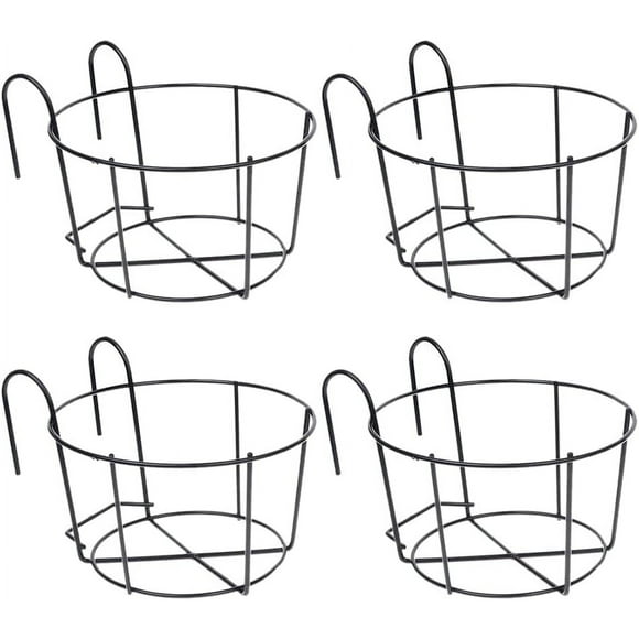 FYBTO4Pcs Hanging Railing Planters Flower Pot Holders Plant Iron Racks Fence Metal Potted Stand Mounted Balcony Baskets Small-0630
