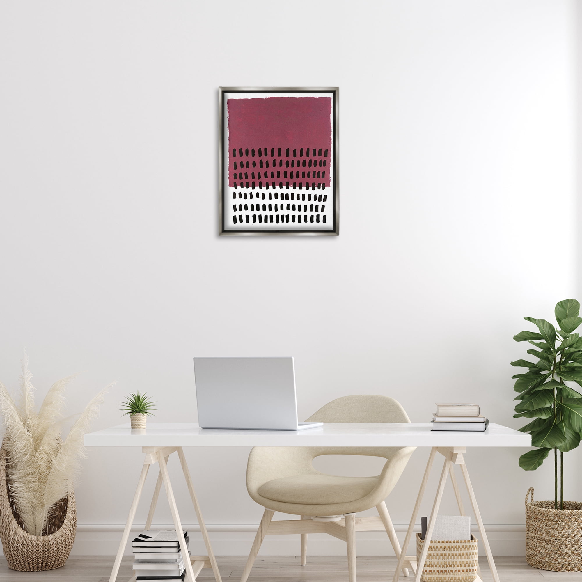 Stupell Industries Red Dotted Pattern Abstract Painting Gray Floater Framed Canvas Art Print Wall Art, 17 x 21