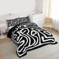 thumbnail image 3 of Homewish Boho Geometric Striped Full Size Comforter Sets,Abstract Stripeds Lines Bedding Comforter Set,White Black Bedding Sets For Adults,Microfiber Bedroom Decor Reversible,3 Pieces, 3 of 8