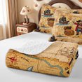 thumbnail image 4 of meiyoeat Cartoon Pirate Adventure Twin Quilt Set,Ship Treasure Chest Twin Coverlet Set For Boys,Beige Brown,2 Pieces,1 Bedspread and 1 Pillowcase, 4 of 7
