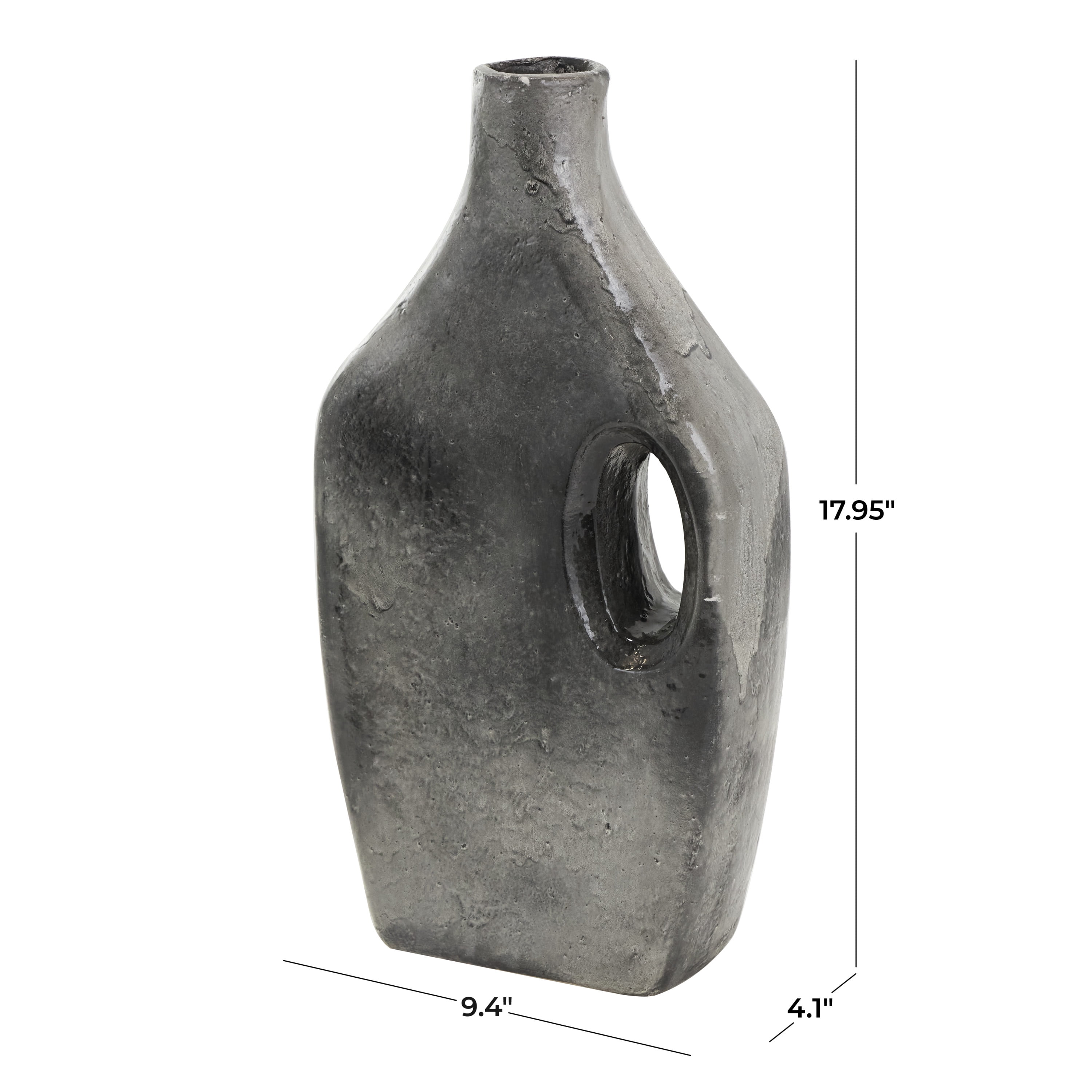 DecMode 18" Marble Inspired Gray Paper Mache Vase with Cutout Handle