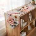 thumbnail image 4 of Pink Spring Floral Table Runner Linen Burlap Table Runner 72 Inches Long Vintage Pastoral Flowers Summer Botanical Dresser Scarves for Kitchen Island Coffee Dining Party Wedding Holiday Decor 14"x72", 4 of 8