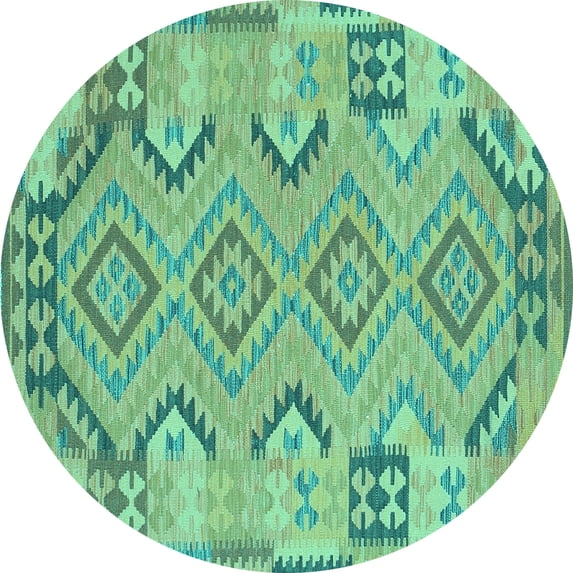 Ahgly Company Indoor Round Persian Turquoise Blue Traditional Area Rugs, 6' Round