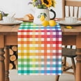 thumbnail image 3 of Autumn Colorful Gradient Buffalo Plaid Table Runner 13x60in Non-Slip Cotton Linen Table Runners, Rainbow Style Dresser Scarves TableRunner for Dinner Kitchen Dining Wedding Party, 3 of 9