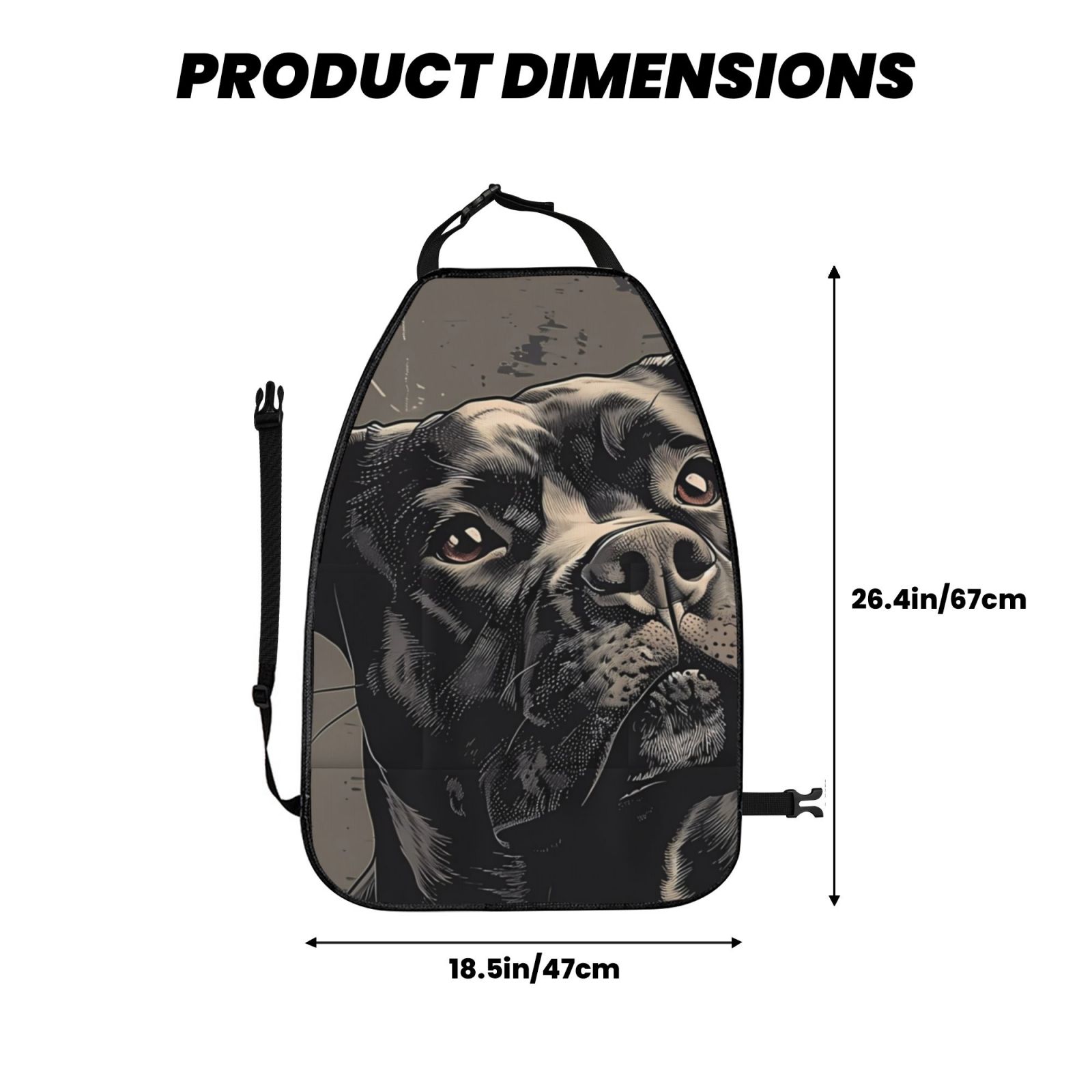 Kdxio Vintage Dog Illustration Print 2 Pack Car Kick Mat Seat Cover Back Protector Mat with Pockets for Organizer Backseat Protector and Storage Anti Kick Pad for Vehicles