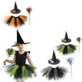 thumbnail image 3 of Vividxx Toddler Girls Witch Tutu Skirt Set With Hat And Broomstick 3 Pcs Dress Up Halloween Outfits One Size, 3 of 8