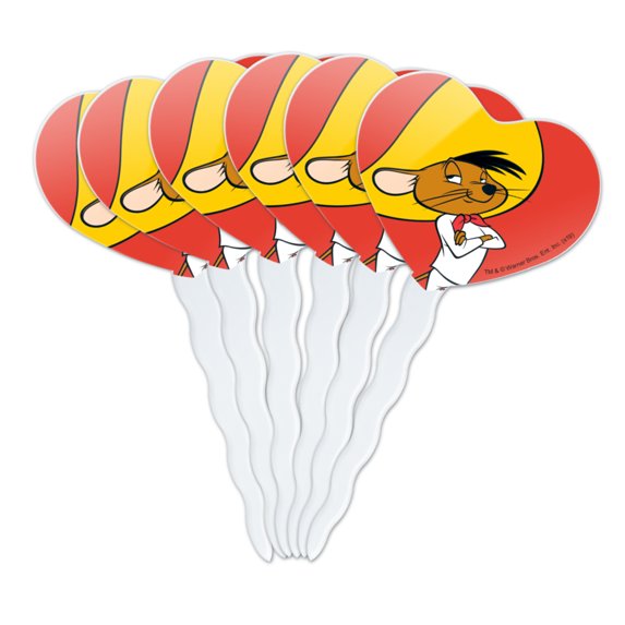 Looney Tunes Speedy Gonzales Heart Love Cupcake Picks Toppers Decoration Set of 6