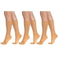 thumbnail image 3 of Flower Patterned 8 Pairs Sheer Knee Socks for Women 15 Denier Stay up Band (Skin), 3 of 7