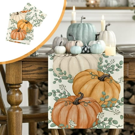 

Guibest Autumn Table Runner Themed Pumpkin Chrysanthemum For Home Dining Parties Table Decorations Wedding Valentines Day round Table Light And Decorations Snowflake Fabric Table Dresser Scarf 30 And