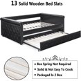 thumbnail image 6 of Daybed with Trundle, Muumblus Modren Adult Pull Out Sofa Bed for Bedroom & Living Room, Full Size, Black PU Leather, 6 of 8