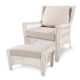 thumbnail image 1 of Krikacy Patio Rattan Armchair With Ottoman,HDPE All-Weather Hand-woven Wicker,for Porch Deck,Beige, 1 of 6
