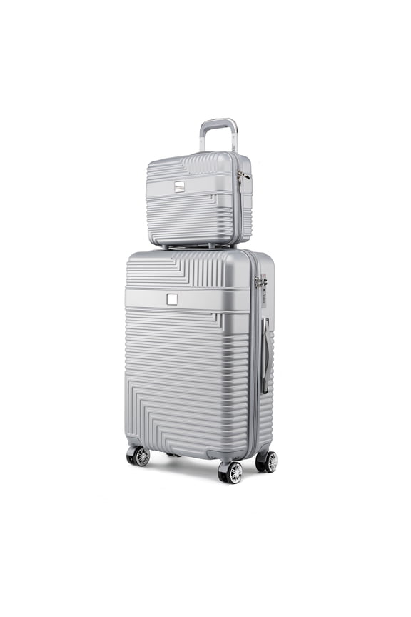 Mykonos Carry-On Luggage Hardside, Luxurious Travel Suitcase by Mia K - Silver