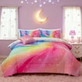 thumbnail image 3 of Btargot 6 Piece Girl Comforter Set Twin Galaxy Pink Green Colorful Swirl Rainbow Bedding Set, 3 of 12