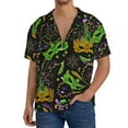 thumbnail image 3 of Balery Carnival Mardi Gras3 Men's Casual Button Down Shirt Short Sleeve Textured Summer Cuban Beach Shirts-X-Large, 3 of 7
