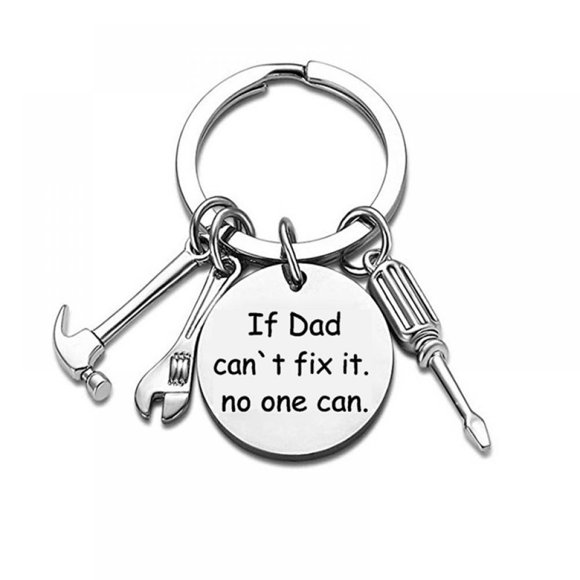Dad Keychain Dad Gifts From Son Daughter Christmas Gift Keyring Father‘s Day Gift For Dad Papa Daddy (If dad can‘t fix it no one can) Random Style