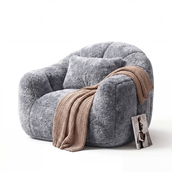 Homall Fauteuil Poire, Grand Canapé Poire avec Rembourrage en Éponge Déchiquetée, Grand Sofa de Sol en Forme de Citrouille pour Jouer, Lire, Se Détendre au Salon et dans la Chambre (Gris)