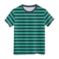 thumbnail image 4 of CAICJ98 Girls Striped Short Sleeve T Shirts Kids Toddler Summer Crewneck Shirts Tops Casual Tees Blouses (Dark Green,10-11 Years), 4 of 4