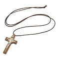 thumbnail image 3 of Wood Cross Necklace Natural Walnut Alloy Exquisite Color Simple Style Crucifix Necklace for Party Car Holiday, 3 of 14