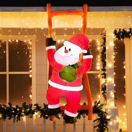 JunGang 6 FT Christmas Inflatable Climbing Santa Hanging Inflatable Christmas Yard Decorations with Build-in LEDs Blow Up Inflatables for Xmas...