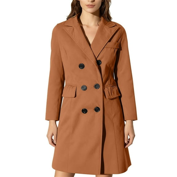 Niaviben Tweed Coat Double Breasted Peacoat Women Long Peacoat Women Wool Trench Coat Women Shirts for Women Dressy Casual Womens Coats Wool Pea Coats A L