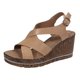 thumbnail image 1 of Bmisegm Women's Summer Fashion Open Toe Leather Wedged Sandals Outdoor Lightweight Clasp Sandals Sandals Women Summer Khaki 8, 1 of 7