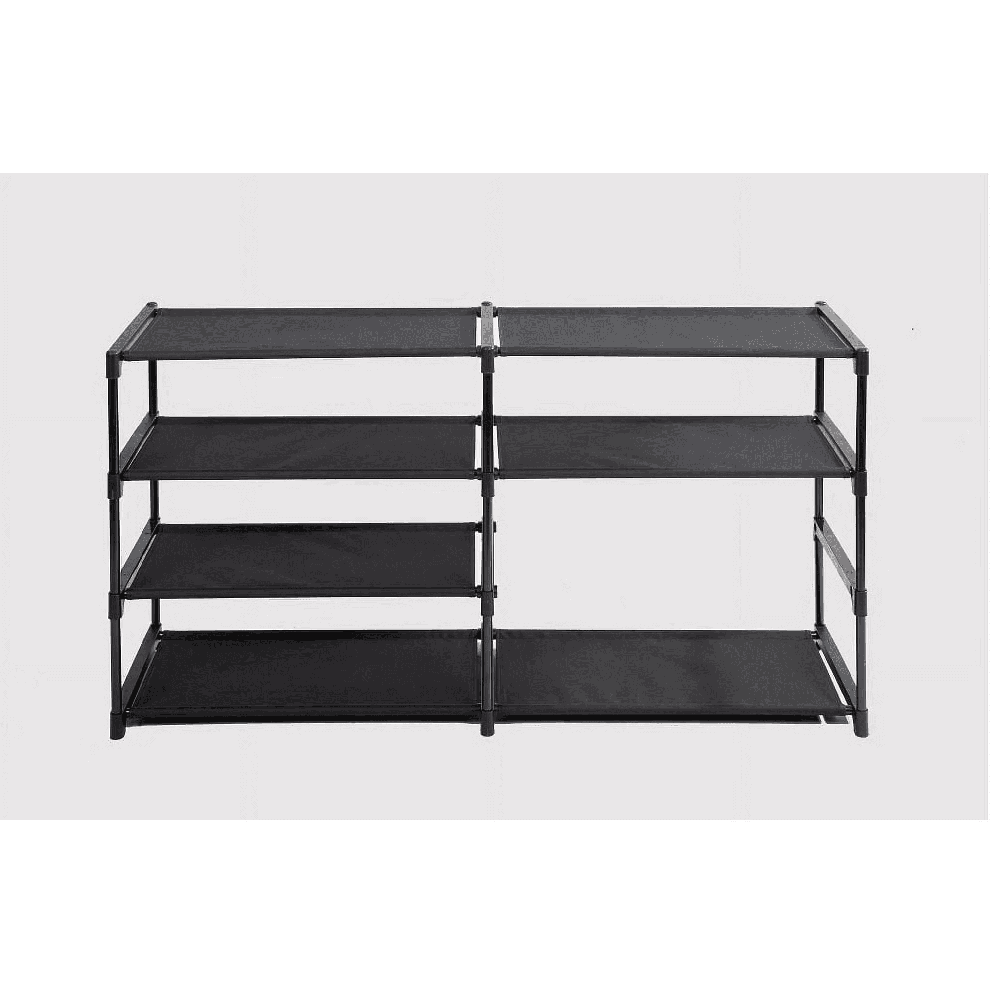 (6 pack) Mainstays 4-Tier Shoe Rack Storage Organizer, Rich Black, 24 Pairs, Fabric Shelves, Iron Poles & Plastic Connectors