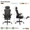 thumbnail image 5 of Pinmoco Ergonomic Office Chair with Footrest, High Back Mesh Desk Chair with Flip-up Arms and Lumbar Support, Black Mesh, 5 of 10