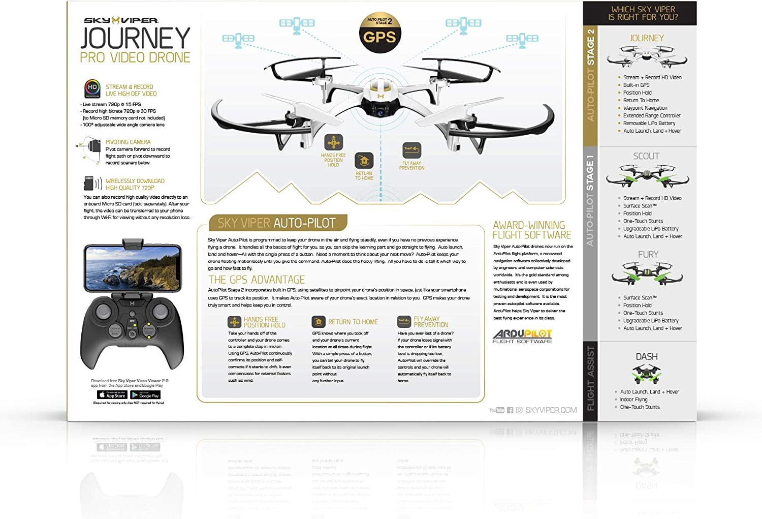 Sky Viper Journey SE Pro One Key Return To Home Aerial Drone