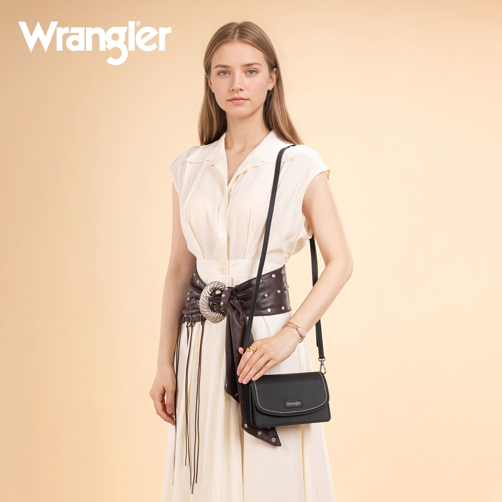 Wrangler Crossbody Bag for Women Small Wallet Purse RFID Blocking Clutch Phone Purse, Black