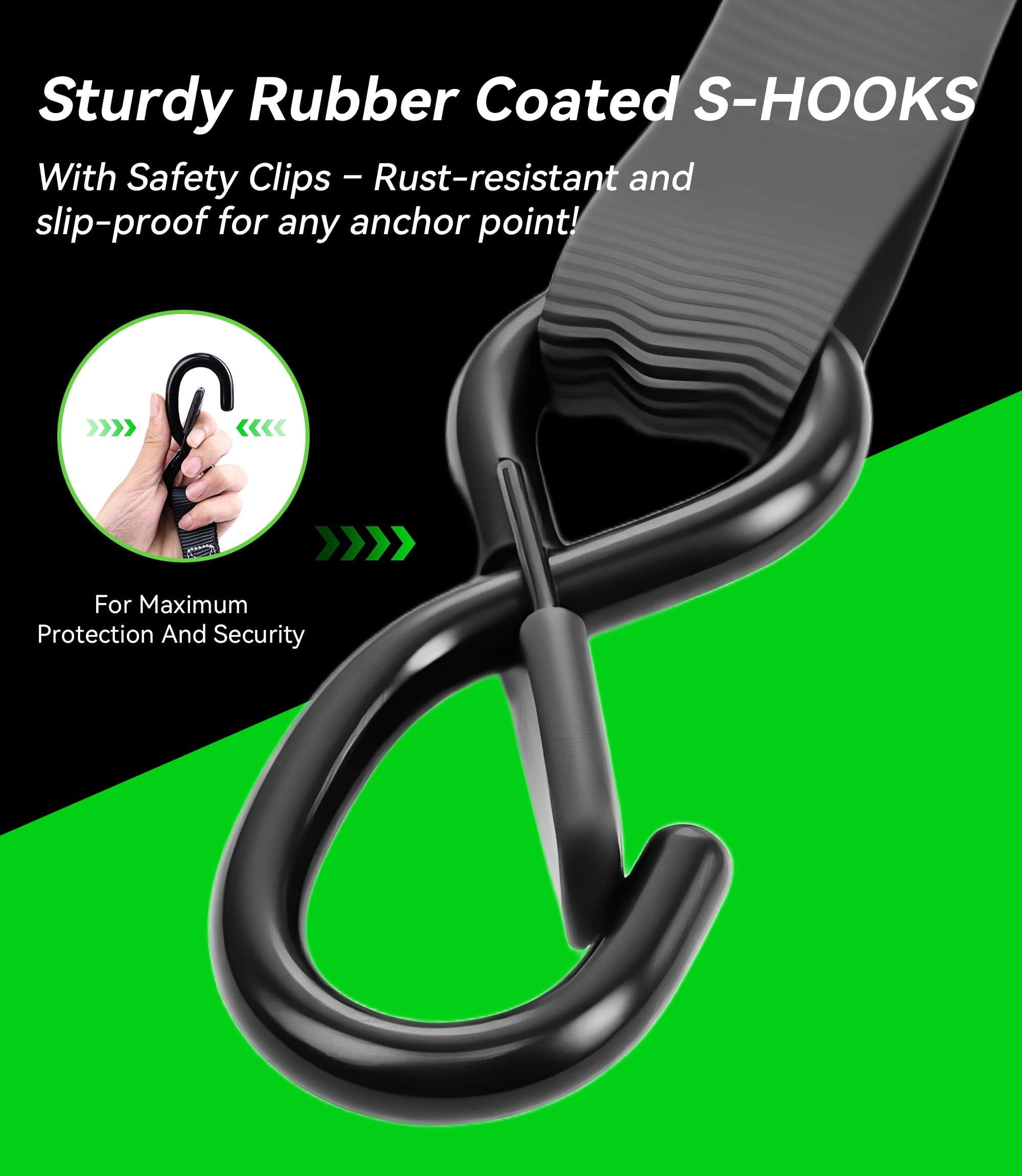 FLORAY 1" x 15' Heavy Duty Ratchet Strap with S Hooks, 4 pack - 2,200lbs Break Strength, Retractable CargoTie Down Ratcheting for Trucks and Trailers