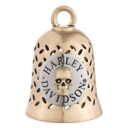 Harley-Davidson Round Skull H-D Script Cut-Out Ride Bell, Gold & Silver, Harley Davidson