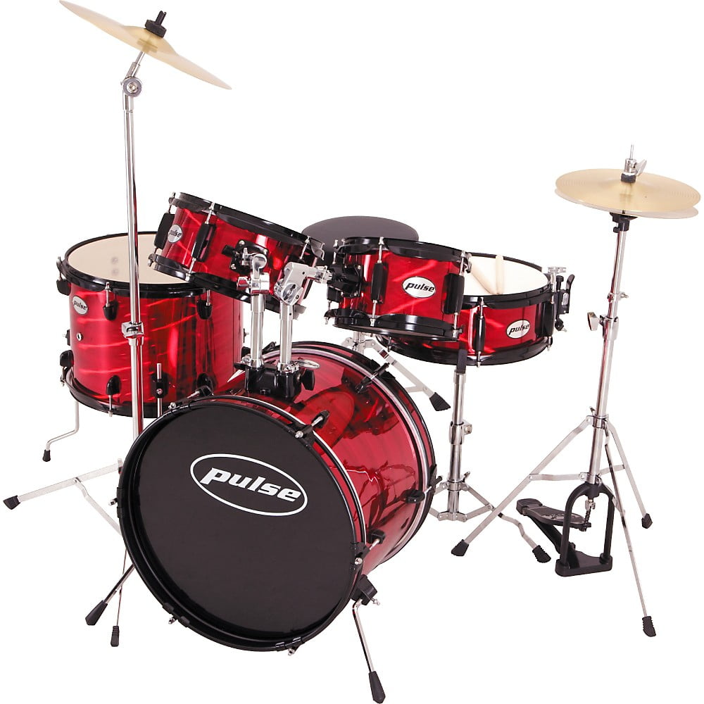 Pulse 5Piece Junior Drum Set Laser Red