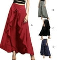 thumbnail image 3 of Pantalones de pierna ancha Qarigey con volantes para mujer Negro S, 3 of 5