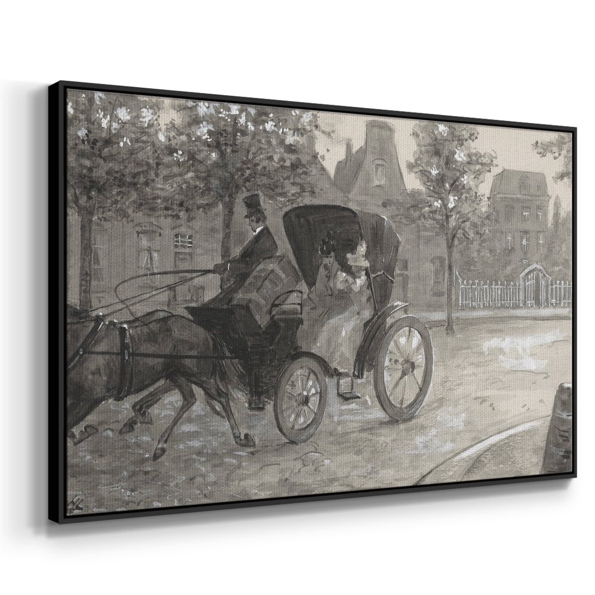 Vintage Animal Print-XXVIII By Wexford Home Framed in Black Wood Gallery Wrapped Canvas 17 in. x 25 in.