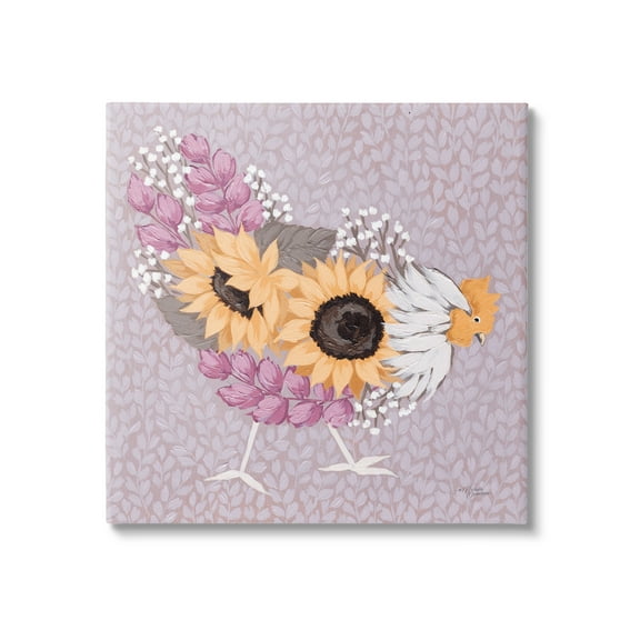 Stupell Industries Chicken Hen Ground Pecking Pink Sunflower Design Collage,17 x 17, Design by Michele Norman