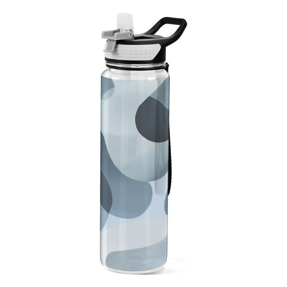 32oz Transparent Sports Water Bottle with Straw for Kids Adults Outdoor School Gym Fitness Off-white Circular Pattern