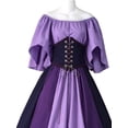 thumbnail image 3 of FASHIONWT Women Retro Cutaway Flying Sleeve Draw String Gothic Midi Dress, 3 of 4