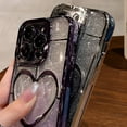 thumbnail image 3 of for iPhone Case,Luxury ElectroPlated Glitter Love Heart Gradient Silicone Camera Lens Protection Soft Shockproof Phone Case (Rose Gold,iPhone 11), 3 of 6