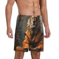 thumbnail image 2 of Logiee Jungle Meditating Lion Print Men's Pajama Shorts with Drawstring & Pockets,Sleep Shorts for Men,Sleepwear Bottoms,Elastic Waistband Loungewear-X-Large, 2 of 6